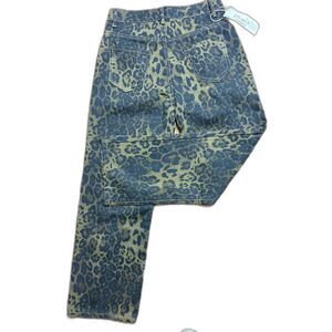 Vogue Olive Green Black Leopard Print Baggy Jeans Women's Size Large